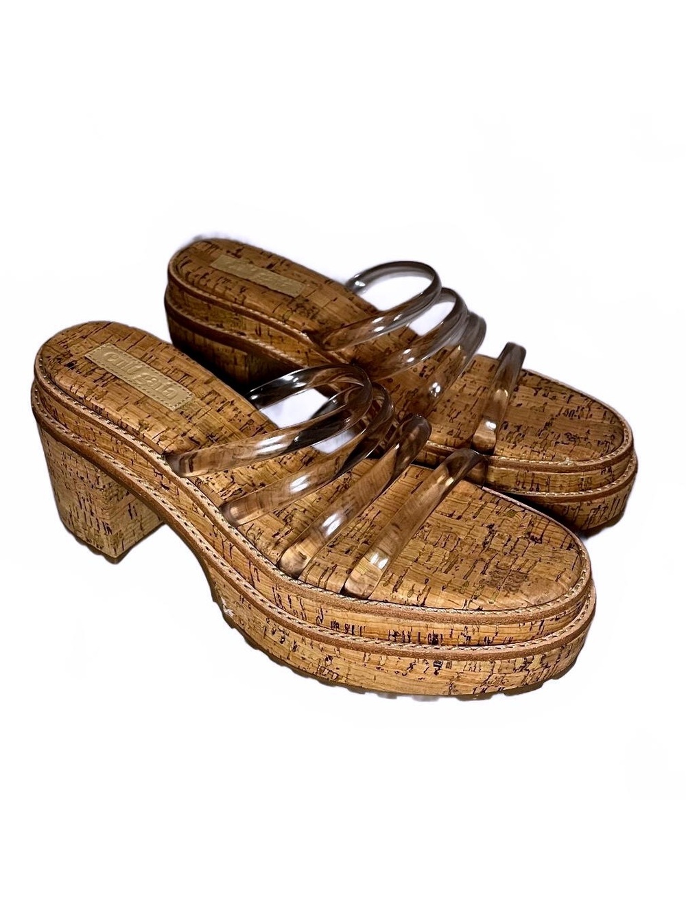 Cult Gaia Sev Cork Platform Jelly Sandals Clear PVC Size 38 / US 8